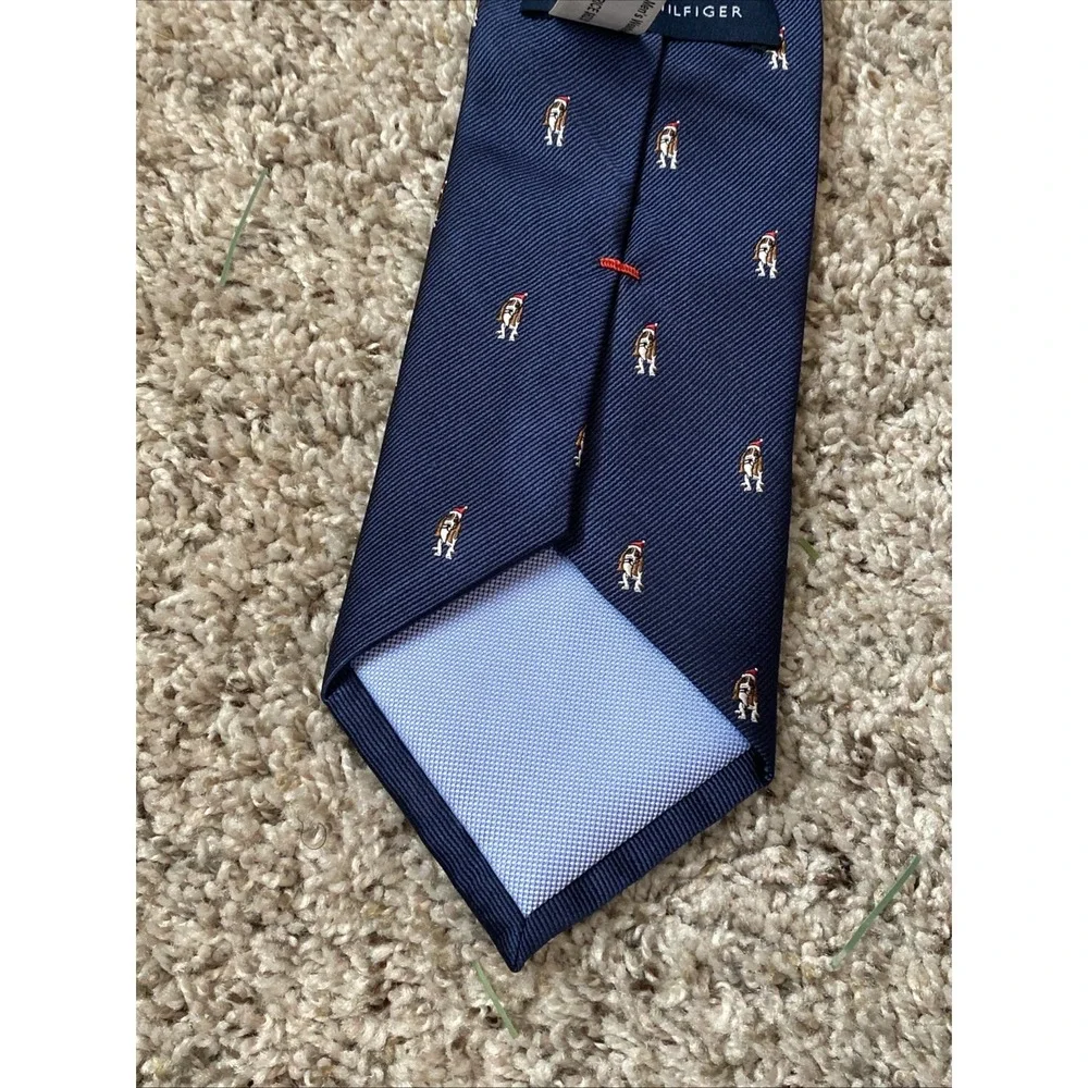 Tommy Hilfiger‎ Men's Navy Blue Holiday Dog Necktie Christmas Novelty Tie